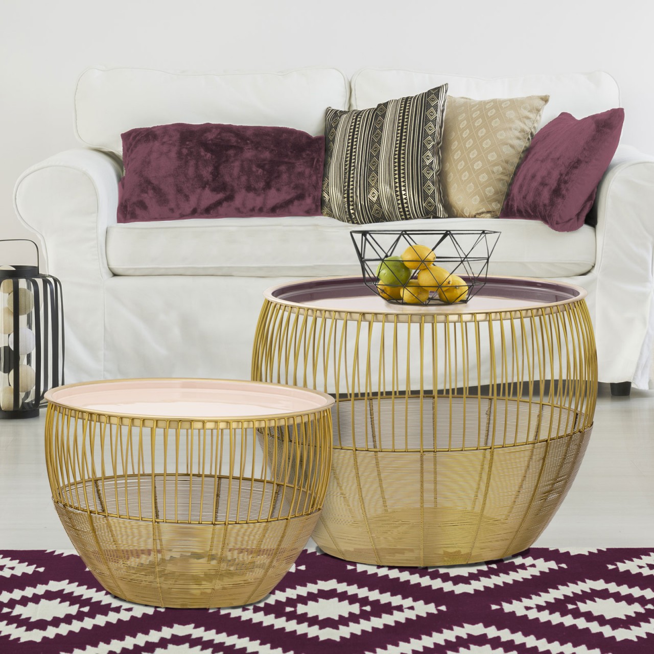Beistelltisch 2er Set Satztisch rund ø 49/41 H 37/29 cm Dekotische Sofatisch Glamira Couchtisch gold Beistelltisch 2er Set Satztisch rund ø 49/41 H 37/29 cm Dekotische Sofatisch Glamira Couchtisch gold