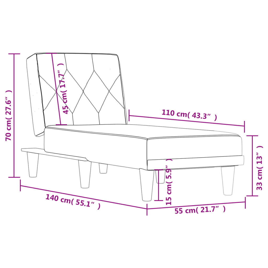 Chaiselongue mit schwarzem Samt edel und bequem für Schlaf oder Wohnzimmer
