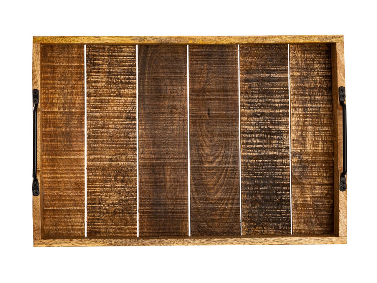 Serviertablett Holztablett Set 2 Stück 46x31cm Tablett Holz Serviertablett Deko Tablett Mangoholz