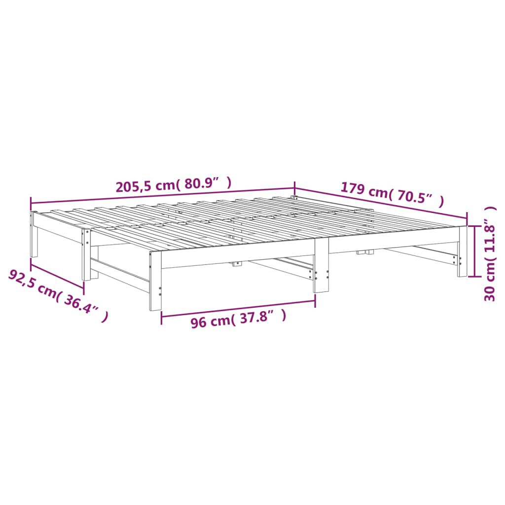 Ausziehbares Tagesbett Weiß Kiefer massiv 2x90x200 cm flexibel und robust Ausziehbares Tagesbett Weiß Kiefer massiv 2x90x200 cm flexibel und robust