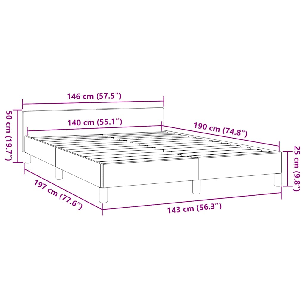 Bettgestell 140x190 cm Taupe Zeitloses Design ohne Matratze Stabil Modern Bettgestell 140x190 cm Taupe Zeitloses Design ohne Matratze Stabil Modern