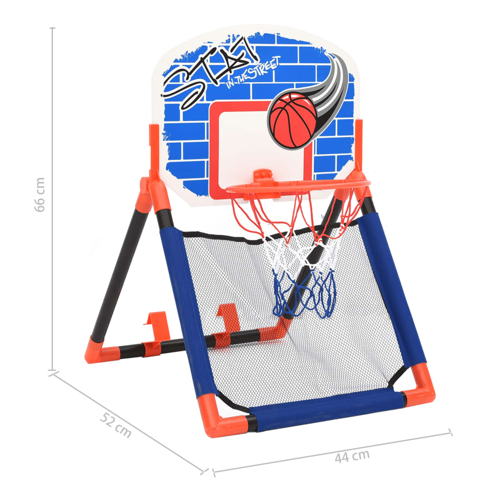 Boden-Basketball-Set mit Kunststoffring, 3-farbigem Netz und Ball, für aktives Spiel und Bewegung, 44x52x66 cm