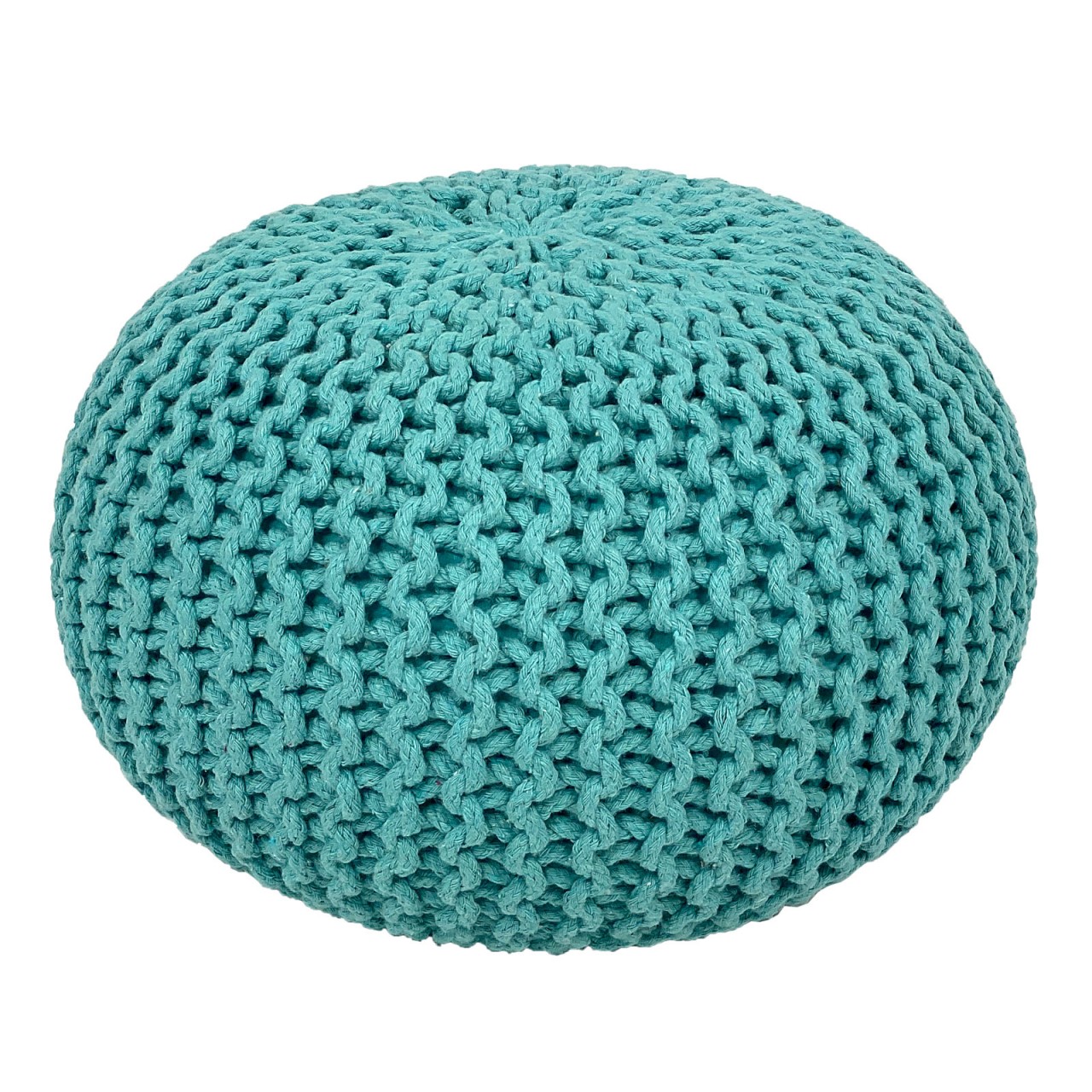 Strickhocker Pouf Ø 45 H 30 cm cm Sitzpouf Strick Bodenkissen