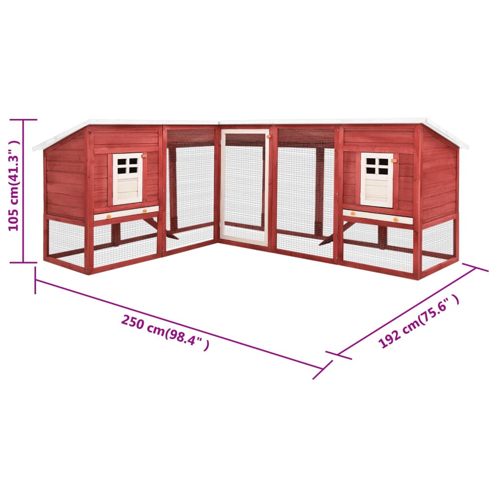 Kaninchenstall Outdoor Tannenholz Rot Weiß mit Auslauf Hasenstall