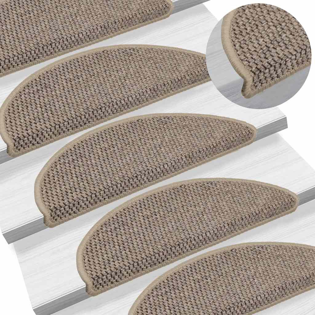 Treppenmatten Selbstklebend Sisal 15 Stk. 56x17x3cm Dunkelbeige