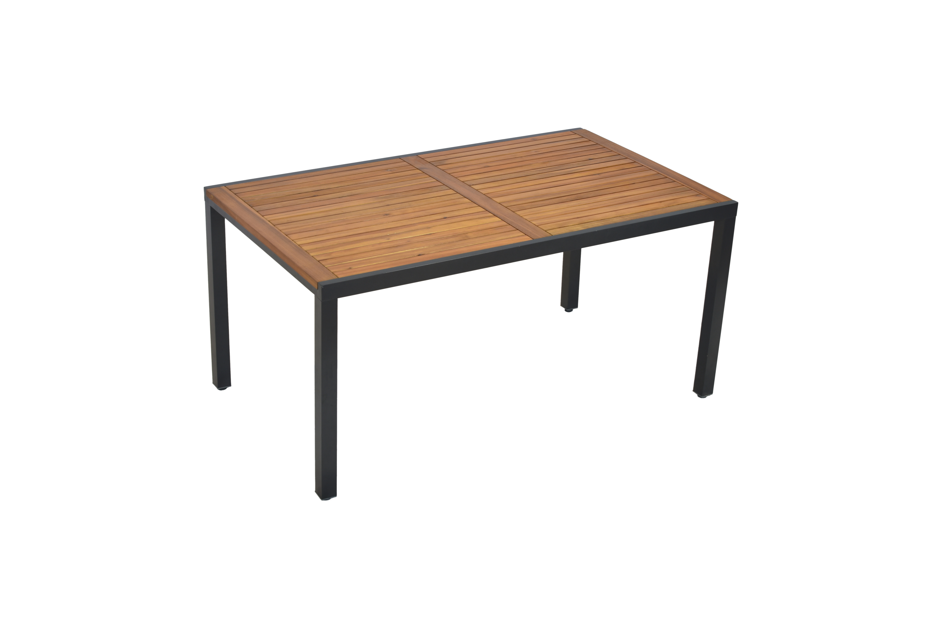 Merxx Gartentisch rechteckig 150×90 cm – Silbernes Aluminiumgestell mit Tischplatte aus FSC® Akazienholz