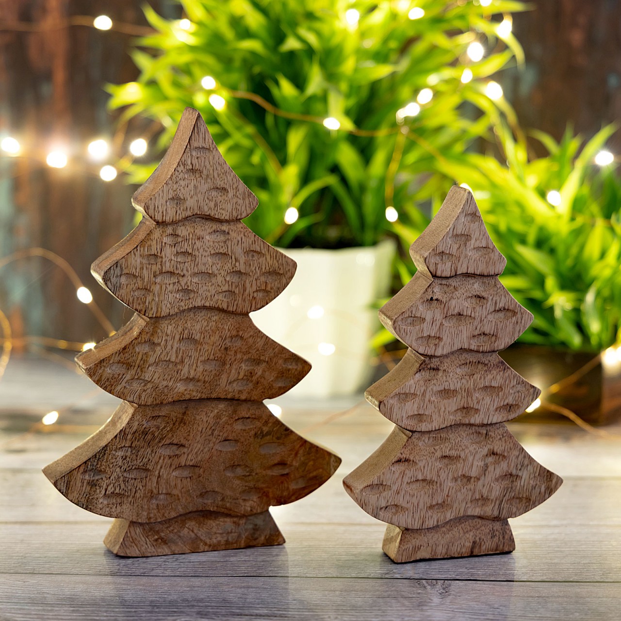 Dekofigur Baum 2er Set Holzfigur H23/20cm Holzbaum Weihnachtsdekoration Mangoholz Dekofigur Baum 2er Set Holzfigur H23/20cm Holzbaum Weihnachtsdekoration Mangoholz