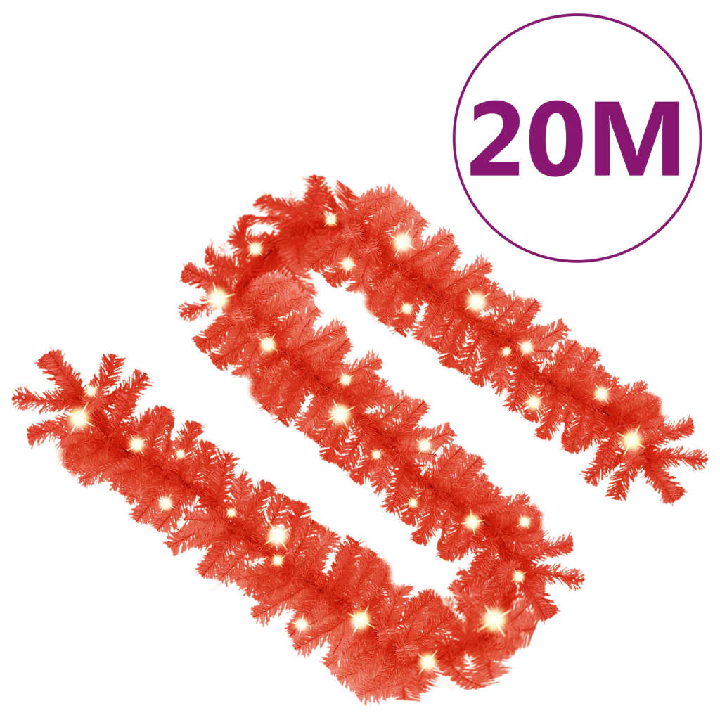 Weihnachtsgirlande Girlande Rot Deko mit LED Lichtern 20m länge Weihnachtsgirlande Girlande Rot Deko mit LED Lichtern 20m länge