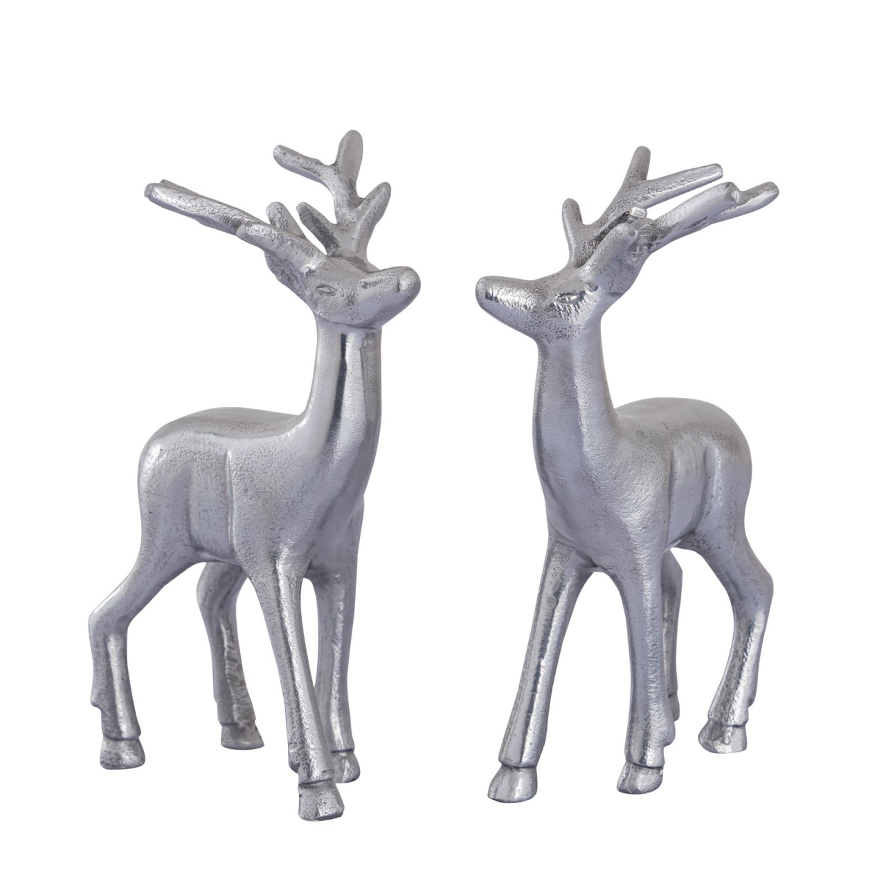 Deko Figur Hirsch 2er Set Tischdekoration Tierfigur Metall Weihnachtsdeko silber o. gold Aluminium Deko Figur Hirsch 2er Set Tischdekoration Tierfigur Metall Weihnachtsdeko silber o. gold Aluminium