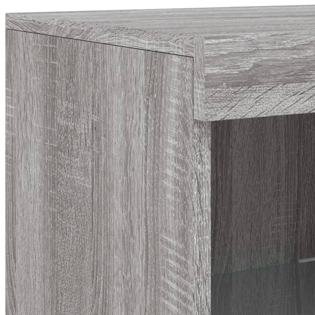 Schrank Sideboard mit LED Beleuchtung Grau Sonoma für Wohnzimmer & Flur Schrank Sideboard mit LED Beleuchtung Grau Sonoma für Wohnzimmer & Flur