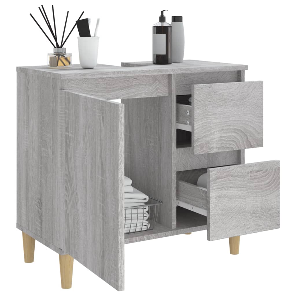 Badezimmerschrank Grau Sonoma 65 x 33 x 60 cm Holzwerkstoff