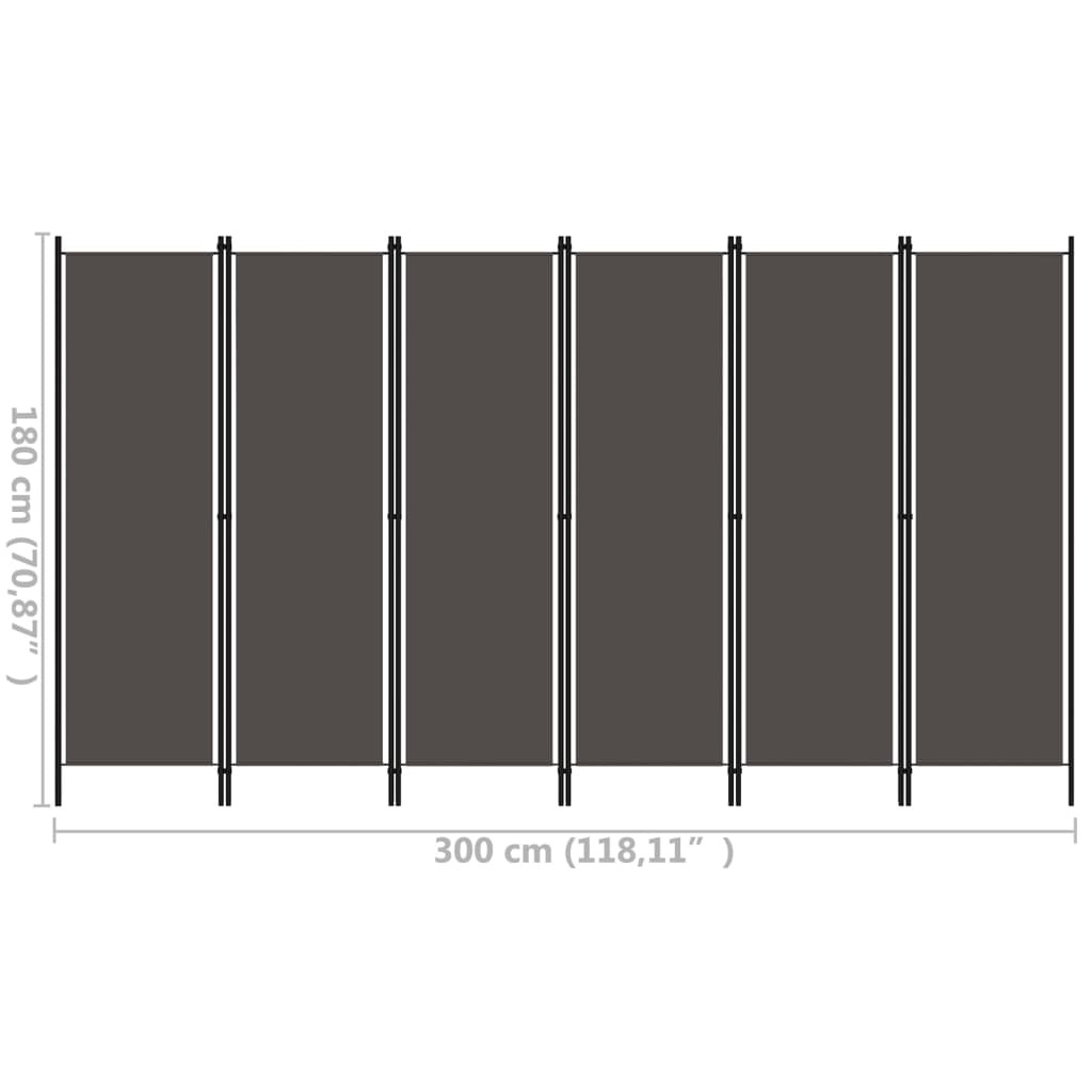 Raumtrenner Paravent 6-teilig Anthrazit 300x180cm Privatsphäre Modern Blickdicht