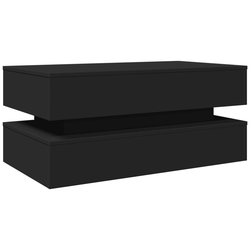 Couchtisch Wohnzimmertisch Schwarz 90x50x40 cm mit LED Beleuchtung modern Couchtisch Wohnzimmertisch Schwarz 90x50x40 cm mit LED Beleuchtung modern