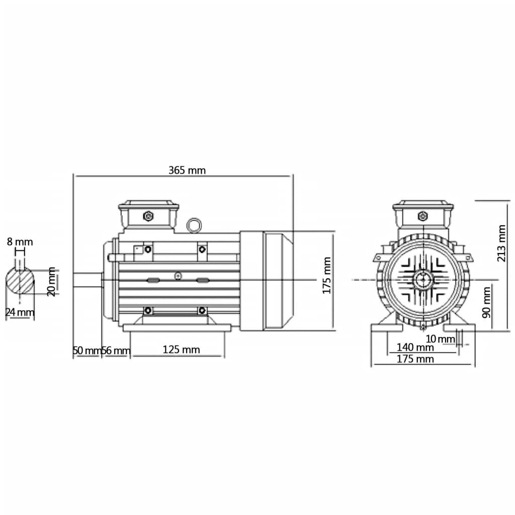 Dreiphasiger Elektromotor 2,2 kW 3 PS 2840 U/min Aluminium IP44