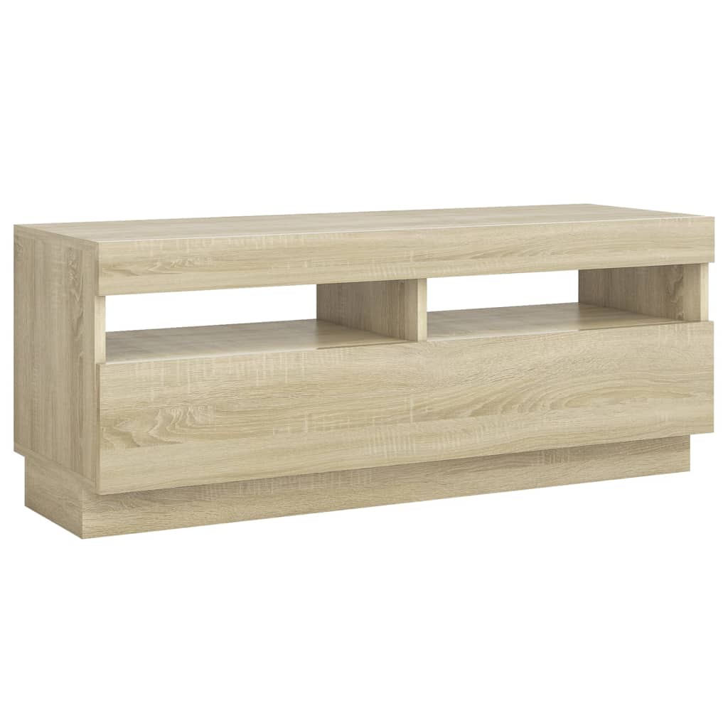 TV Schrank Sonoma Eiche 100x35x40 cm LED Beleuchtung Holz Modern