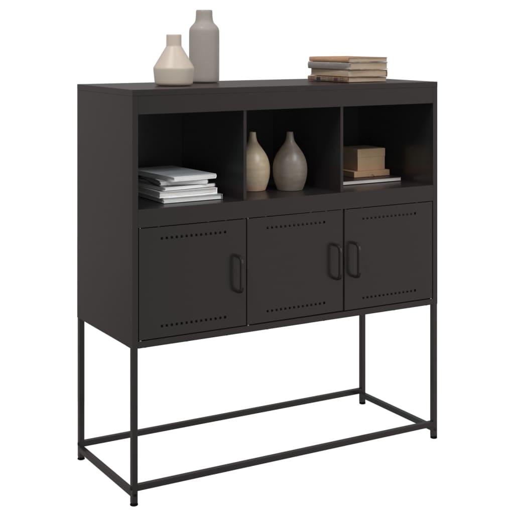 Sideboard Schwarz 100,5x39x107 cm Kaltgewalzter Stahl für modernes Wohnen Sideboard Schwarz 100,5x39x107 cm Kaltgewalzter Stahl für modernes Wohnen