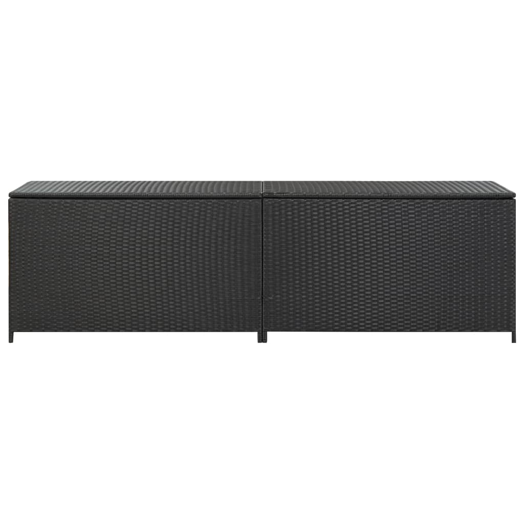 Kissenbox Auflagenbox Polyrattan Schwarz 200x50x60cm Sitzauflage Garten