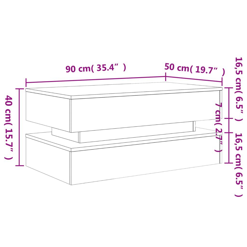 Couchtisch Wohnzimmertisch Schwarz 90x50x40 cm mit LED Beleuchtung modern Couchtisch Wohnzimmertisch Schwarz 90x50x40 cm mit LED Beleuchtung modern