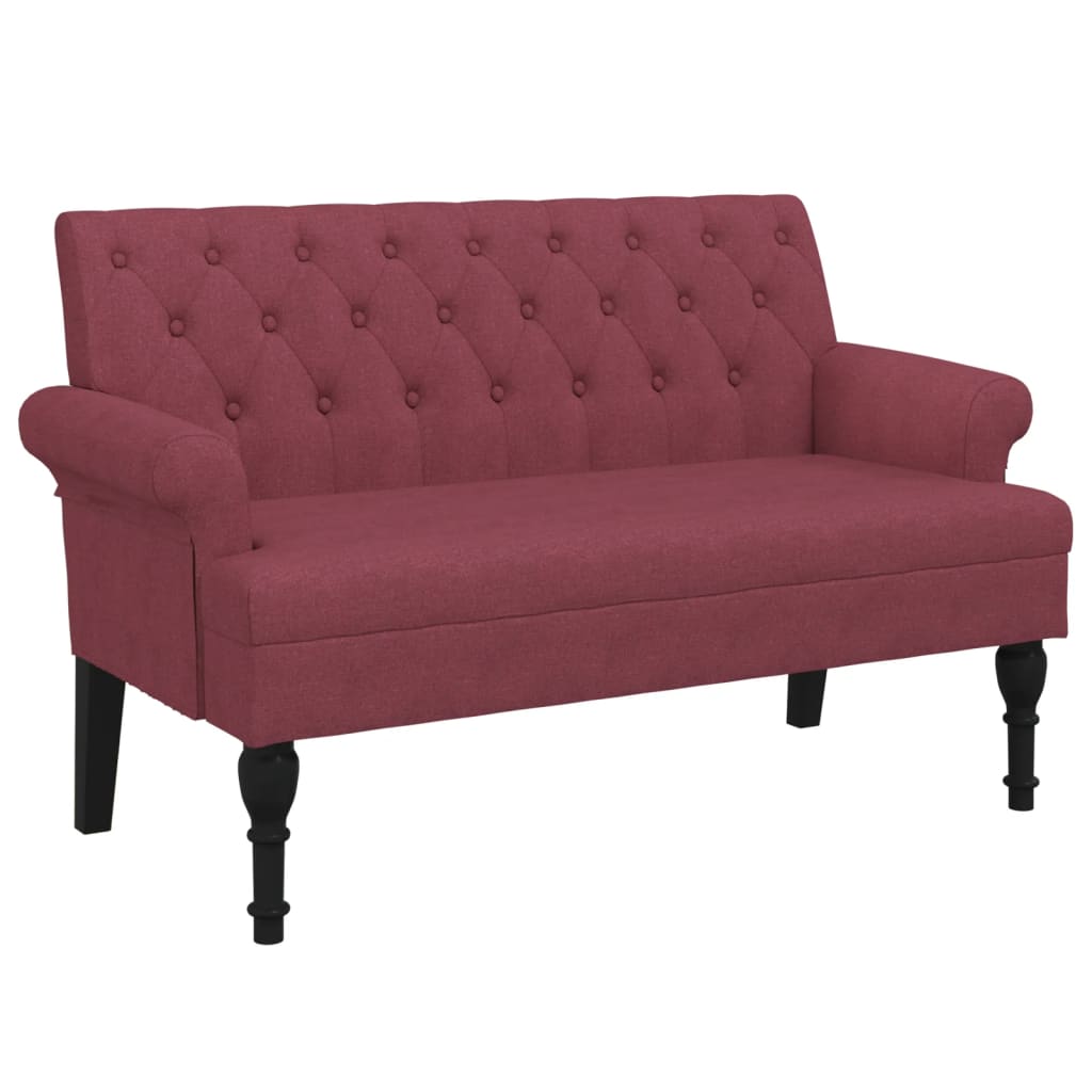 Sitzbank mit Rückenlehne Weinrot 120x62x75,5 cm Stoff Modern & stilvoll Sitzbank mit Rückenlehne Weinrot 120x62x75,5 cm Stoff Modern & stilvoll