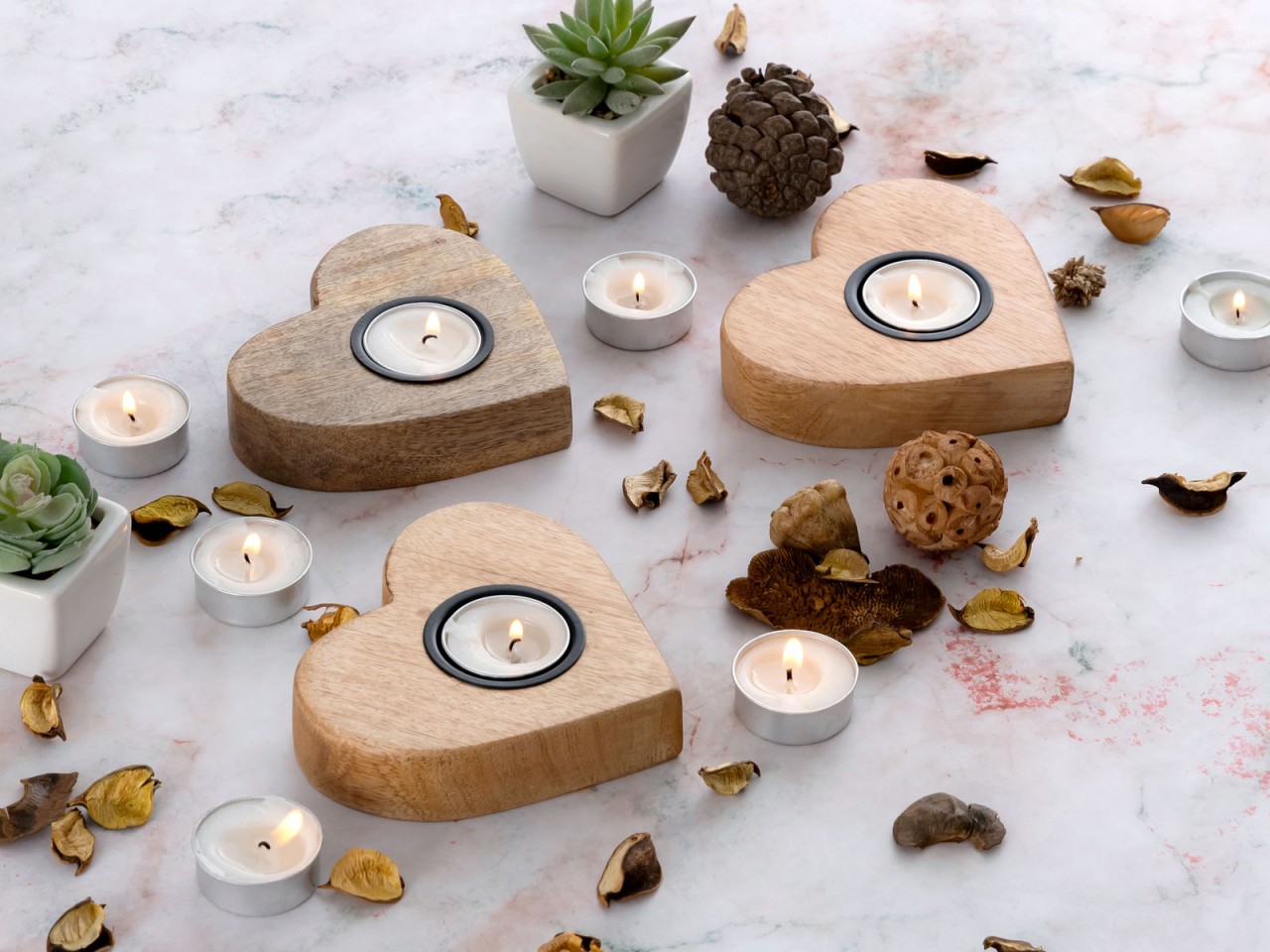 Teelichthalter 3er Set Kerzenständer Teelichter 12x11cm Herzilein Kerzenhalter Mangoholz Teelichthalter 3er Set Kerzenständer Teelichter 12x11cm Herzilein Kerzenhalter Mangoholz