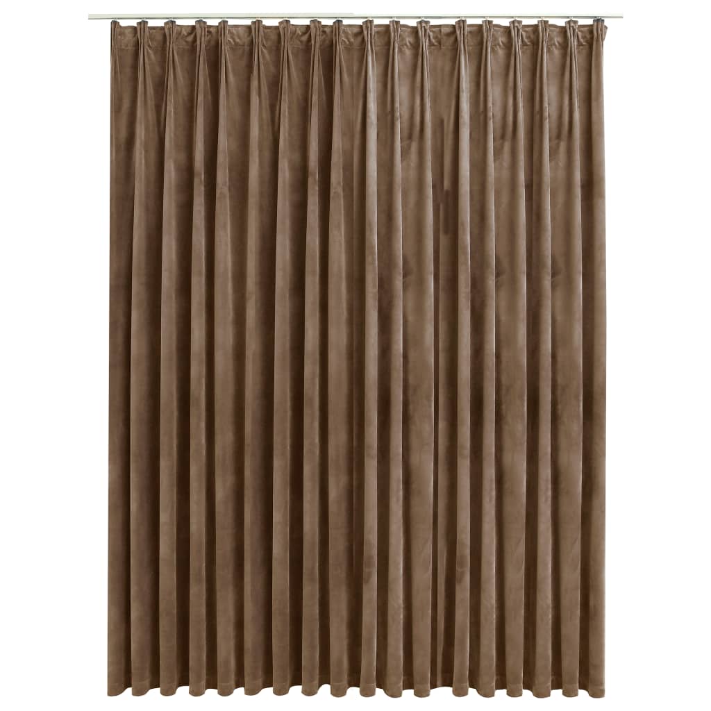 Verdunkelungsvorhang Beige Samt 290x245 cm mit Haken für stilvolle Raumausstattung