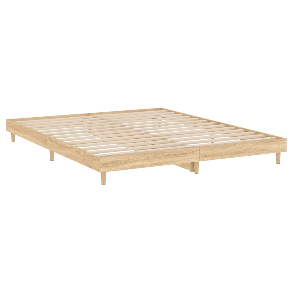 Bettgestell Sonoma-Eiche 150x200 cm Holzwerkstoff modern Doppelbett Schlafzimmer