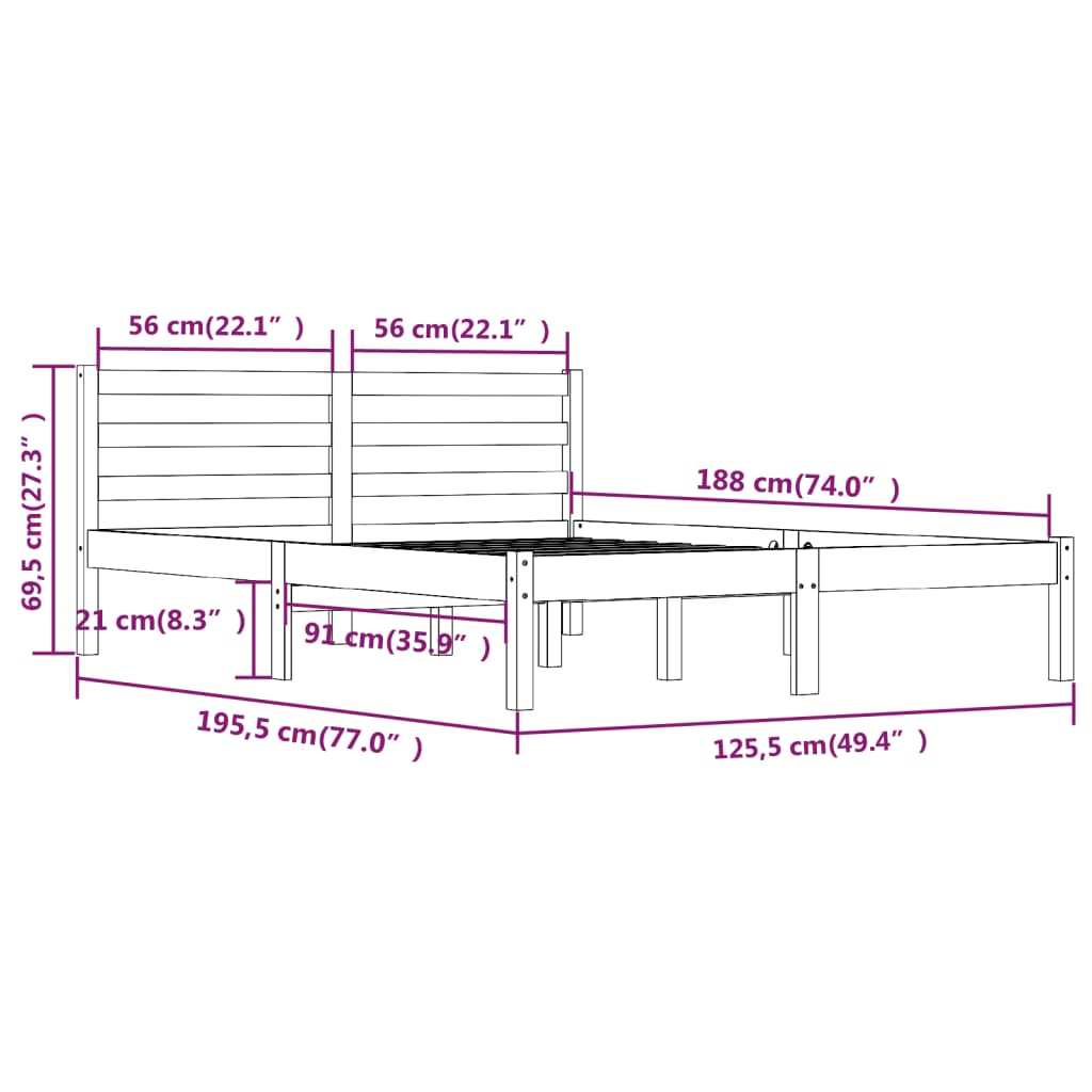 Bettgestell Einzelbett XL Massivholz Kiefer Honigbraun 120x190cm Doppelbett 