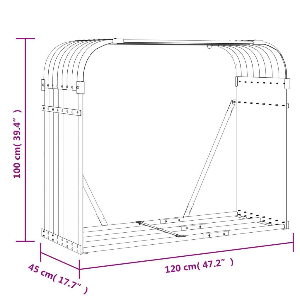 Kaminholzunterstand Holzlager Kaminholzlager 120 x 100 cm braun