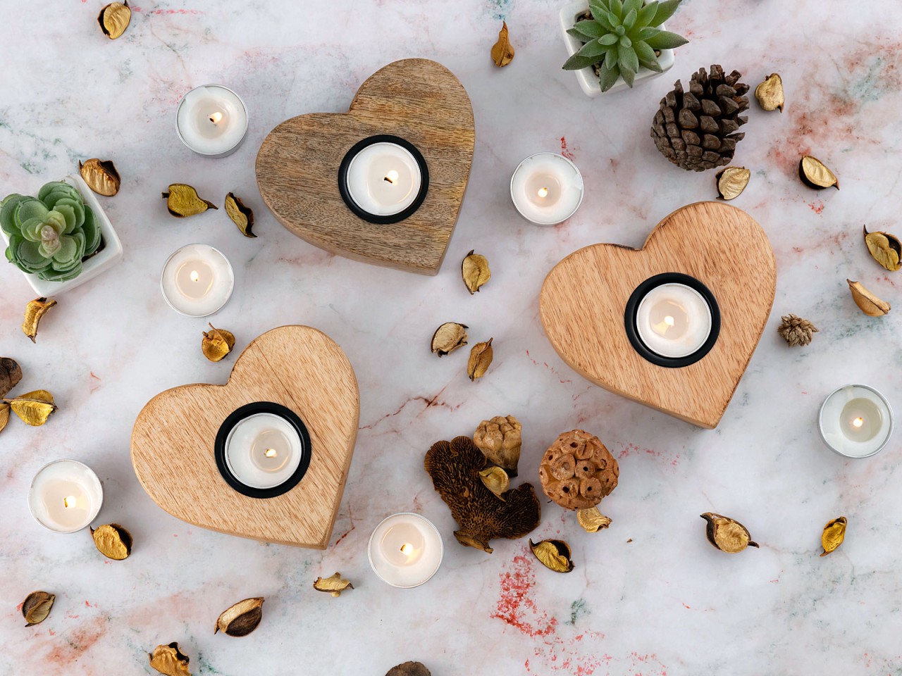 Teelichthalter 3er Set Kerzenständer Teelichter 12x11cm Herzilein Kerzenhalter Mangoholz Teelichthalter 3er Set Kerzenständer Teelichter 12x11cm Herzilein Kerzenhalter Mangoholz