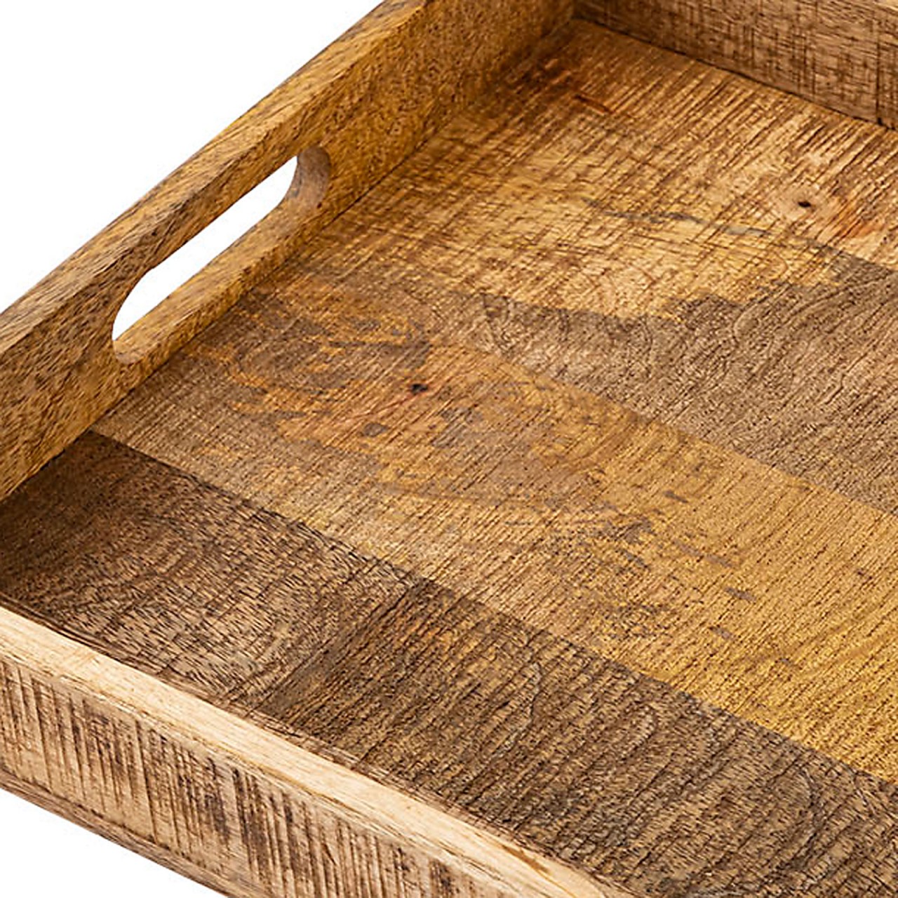 Serviertablett Holztablett 40x40cm Tablett Holz Serviertablett Deko Tablett quadratisch aus Mangohol