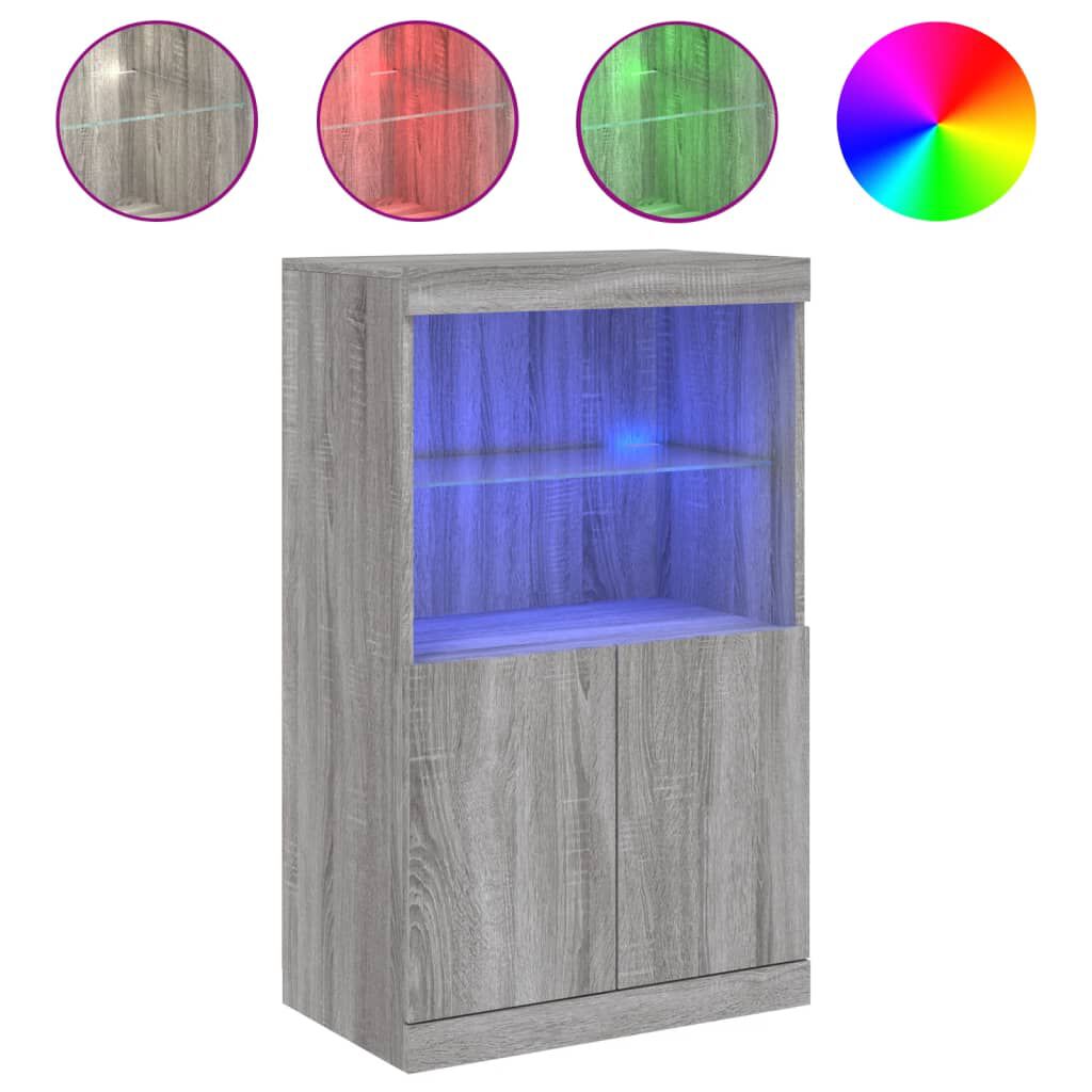 Sideboard Grau Sonoma 60x37x100 cm mit LED Beleuchtung modern gestaltet Sideboard Grau Sonoma 60x37x100 cm mit LED Beleuchtung modern gestaltet
