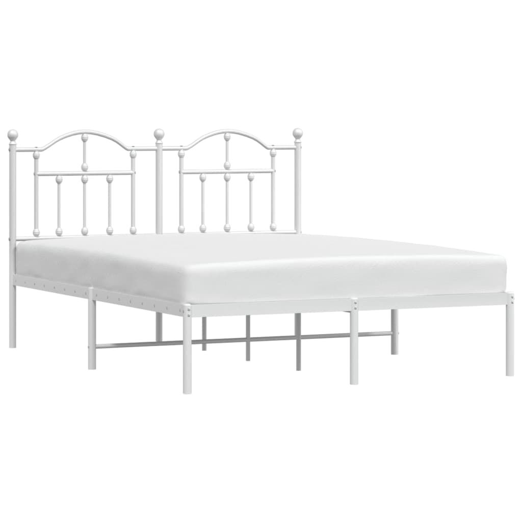 Bettgestell Metall Weiß 140 x 190 cm mit Kopfteil modern stabil und elegant