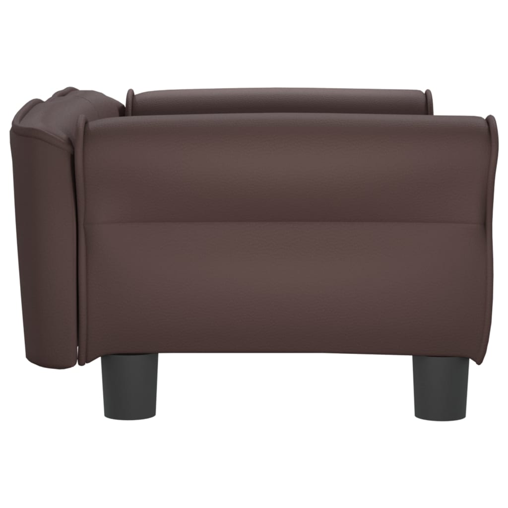 Hundesofa Braun Kunstleder Kiefernholz 70x45x30 cm Stabil und Bequem für Kleine Hunde