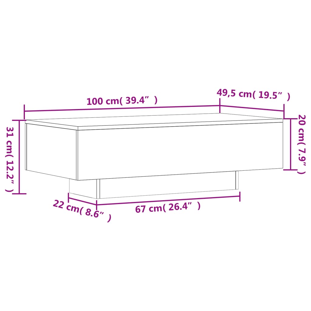 Couchtisch Betongrau 100x49,5x31 cm Holz Modernes Design