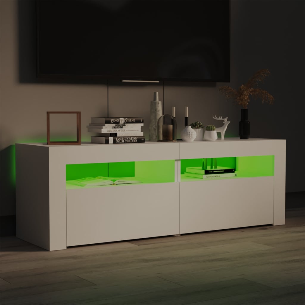 TV-Schrank LED-Leuchten Weiß 120x35x40 cm modern modern funktional Wohnzimmer