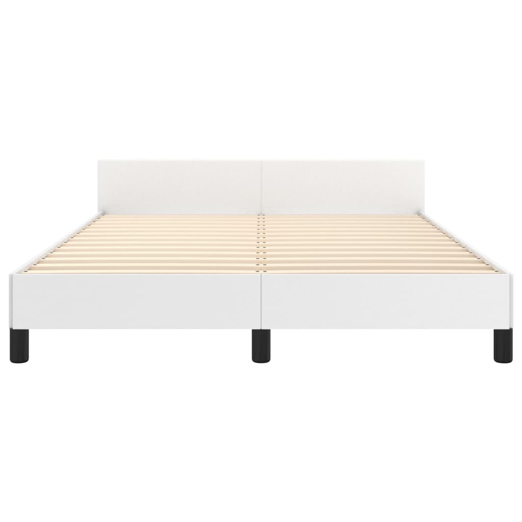 Bettgestell Bettrahmen Doppelbett mit Kopfteil Bett in Weiß 140x200cm Kunstleder