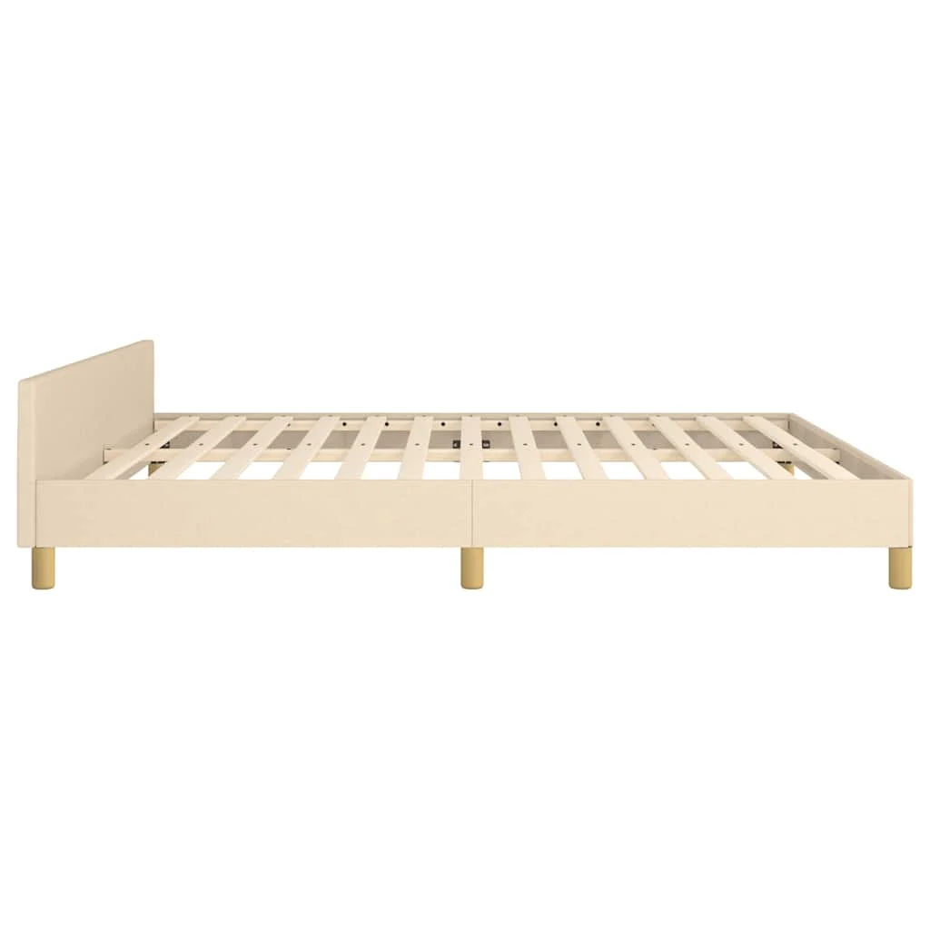 Bettgestell Bettrahmen Doppelbett mit Kopfteil Bett Creme 160x200cm Stoff