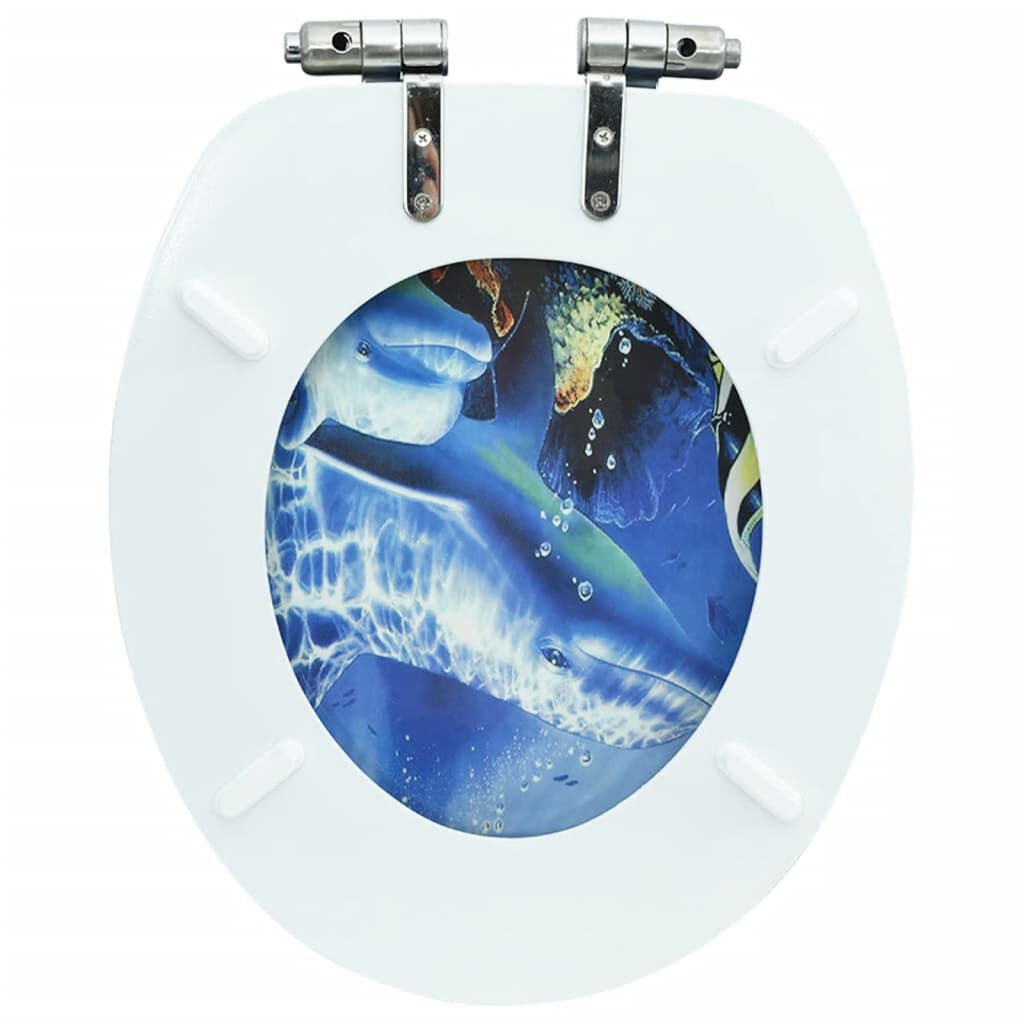 WC Sitz Toilettensitz mit Absenkautomatik Soft Close Delphin Motiv MDF Material WC Sitz Toilettensitz mit Absenkautomatik Soft Close Delphin Motiv MDF Material