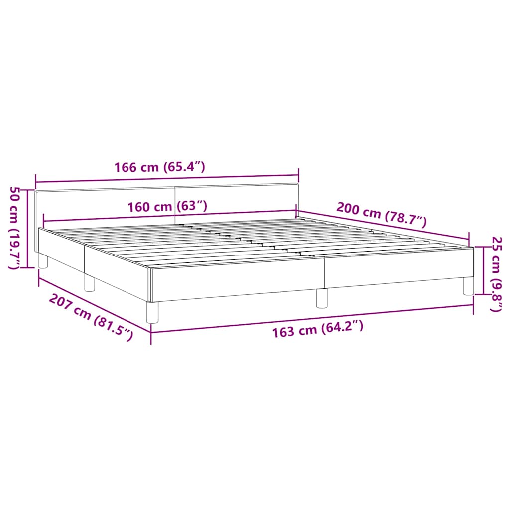 Bettgestell Bettrahmen Doppelbett mit Kopfteil Bett Creme 160x200cm Stoff