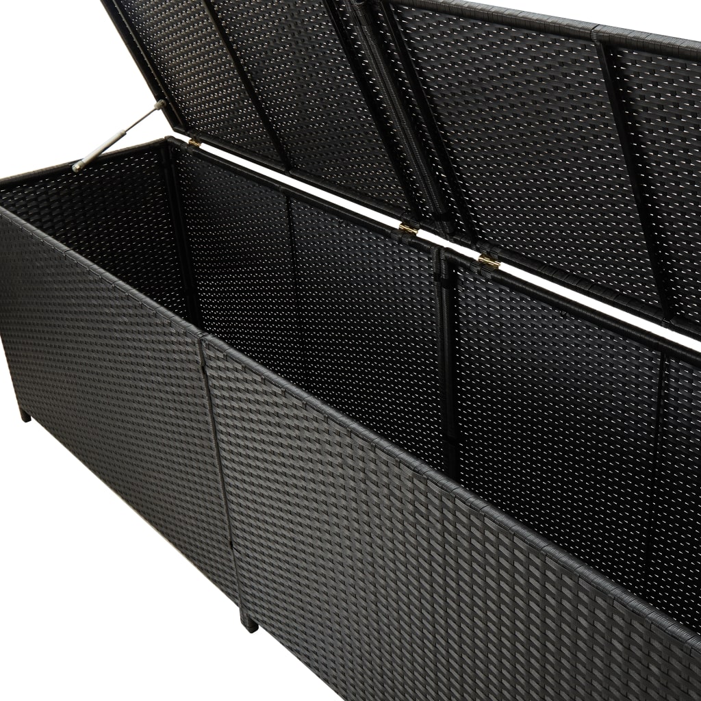 Kissenbox Auflagenbox Polyrattan Schwarz 200x50x60cm Sitzauflage Garten