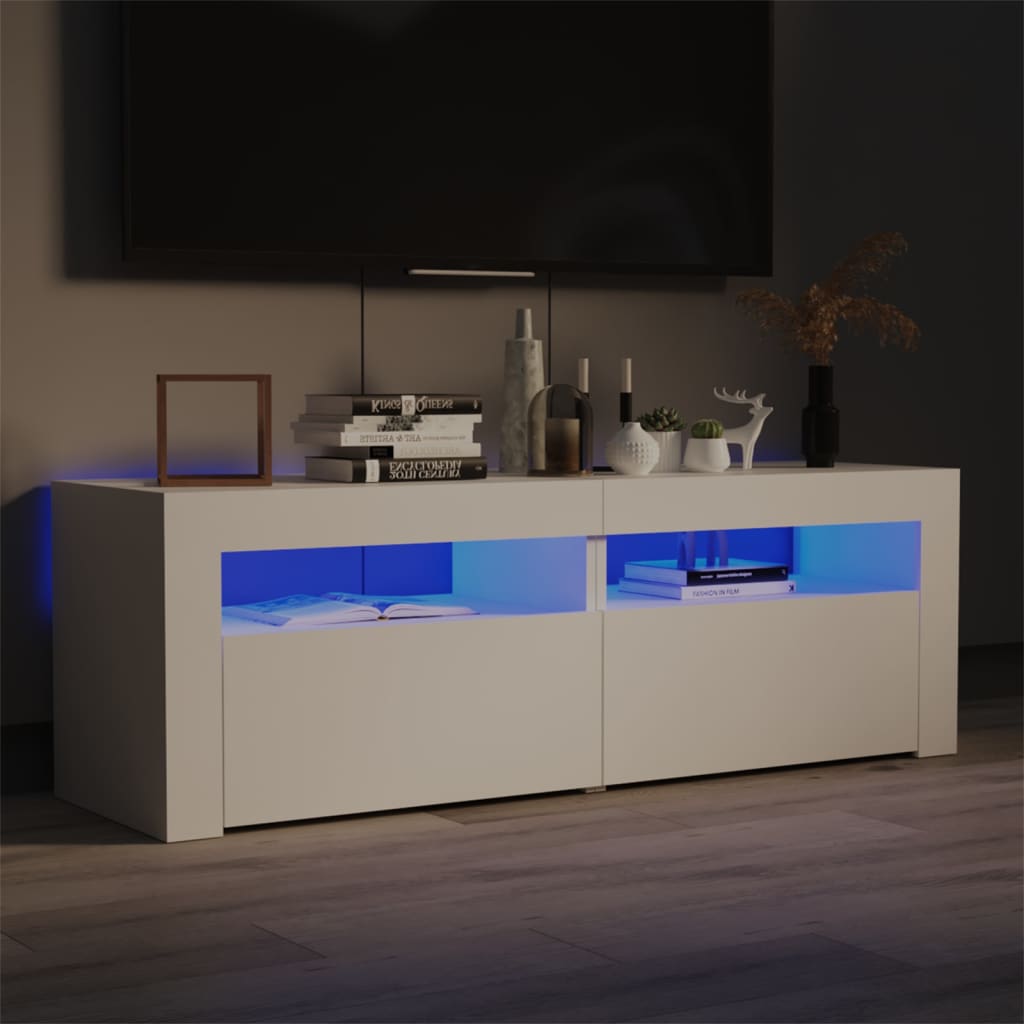 TV-Schrank LED-Leuchten Weiß 120x35x40 cm modern modern funktional Wohnzimmer