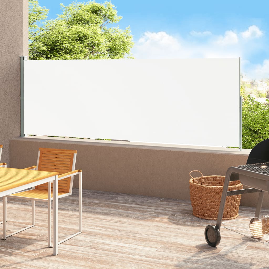 Ausziehbare Seitenmarkise für Terrasse 180 x 500 cm Creme für Sonnenschutz und Privatsphäre