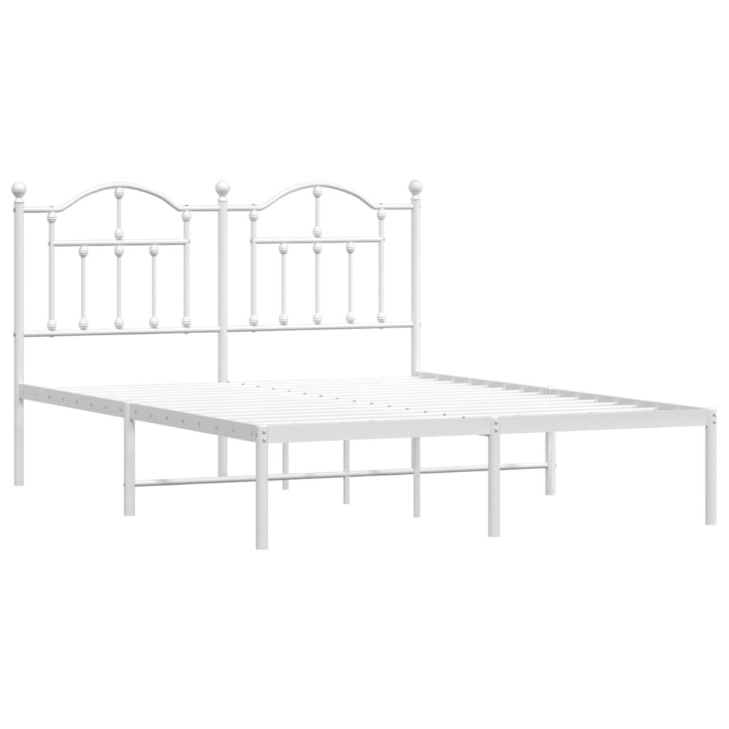 Bettgestell Metall Weiß 140 x 190 cm mit Kopfteil modern stabil und elegant