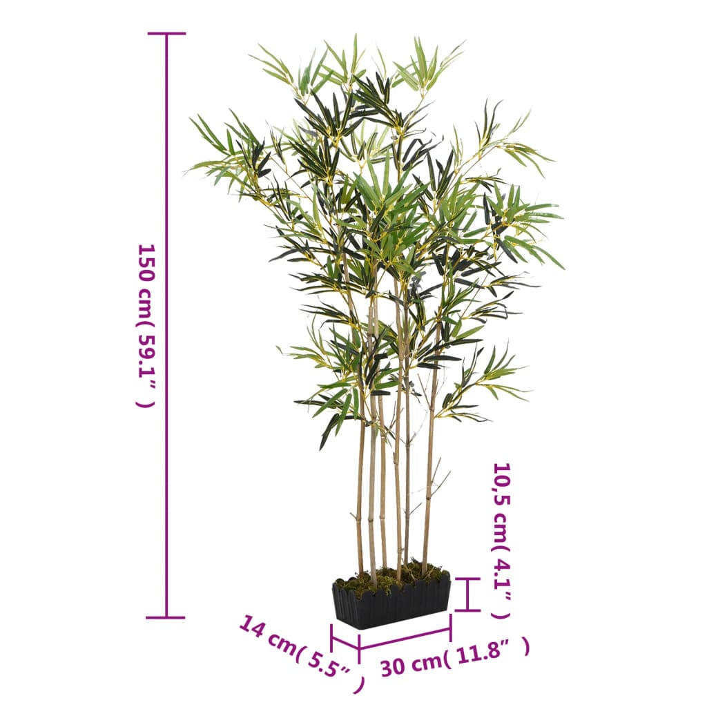 Künstlicher Bambusbaum 150 cm mit 828 Blättern in lebendigem Grün