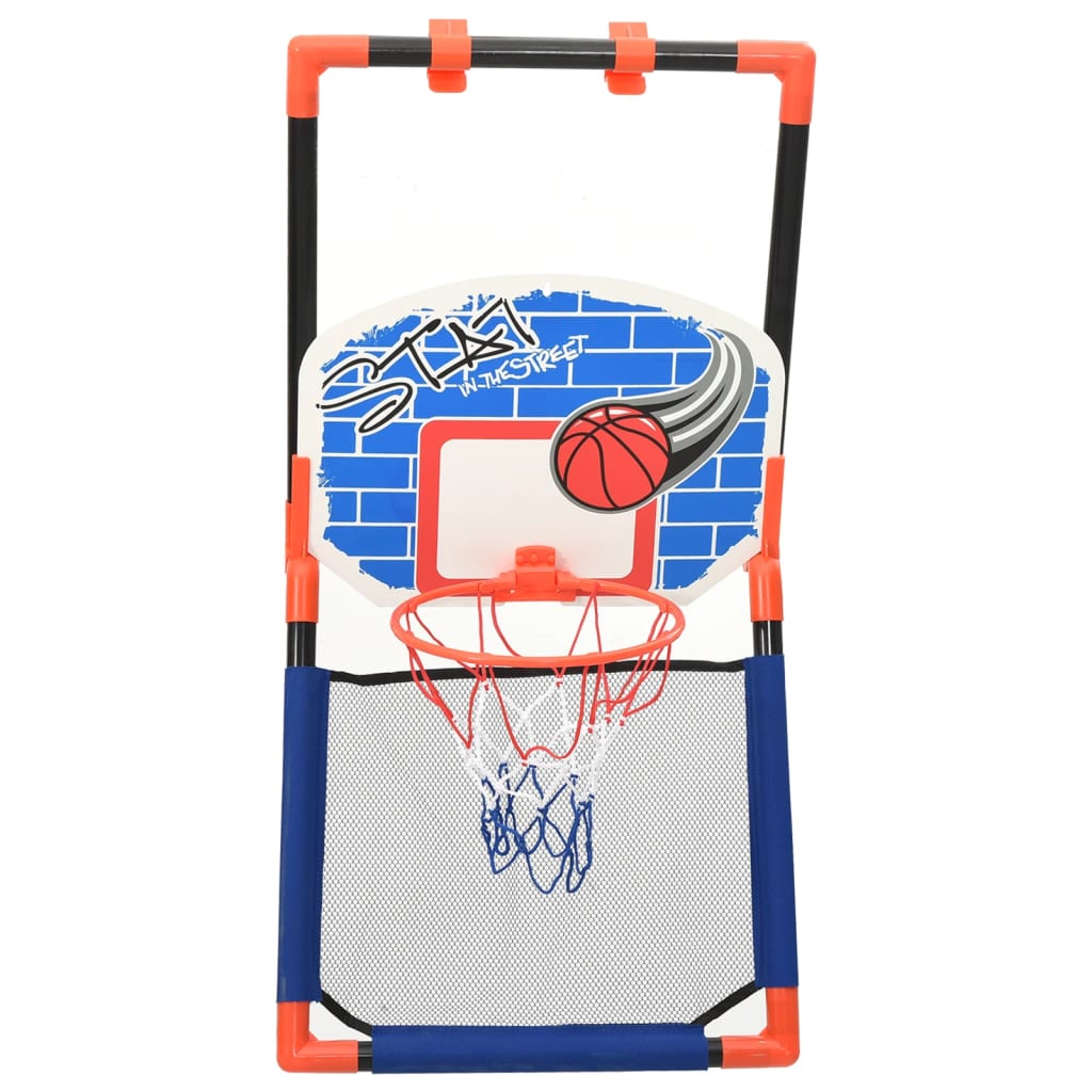 Boden-Basketball-Set mit Kunststoffring, 3-farbigem Netz und Ball, für aktives Spiel und Bewegung, 44x52x66 cm