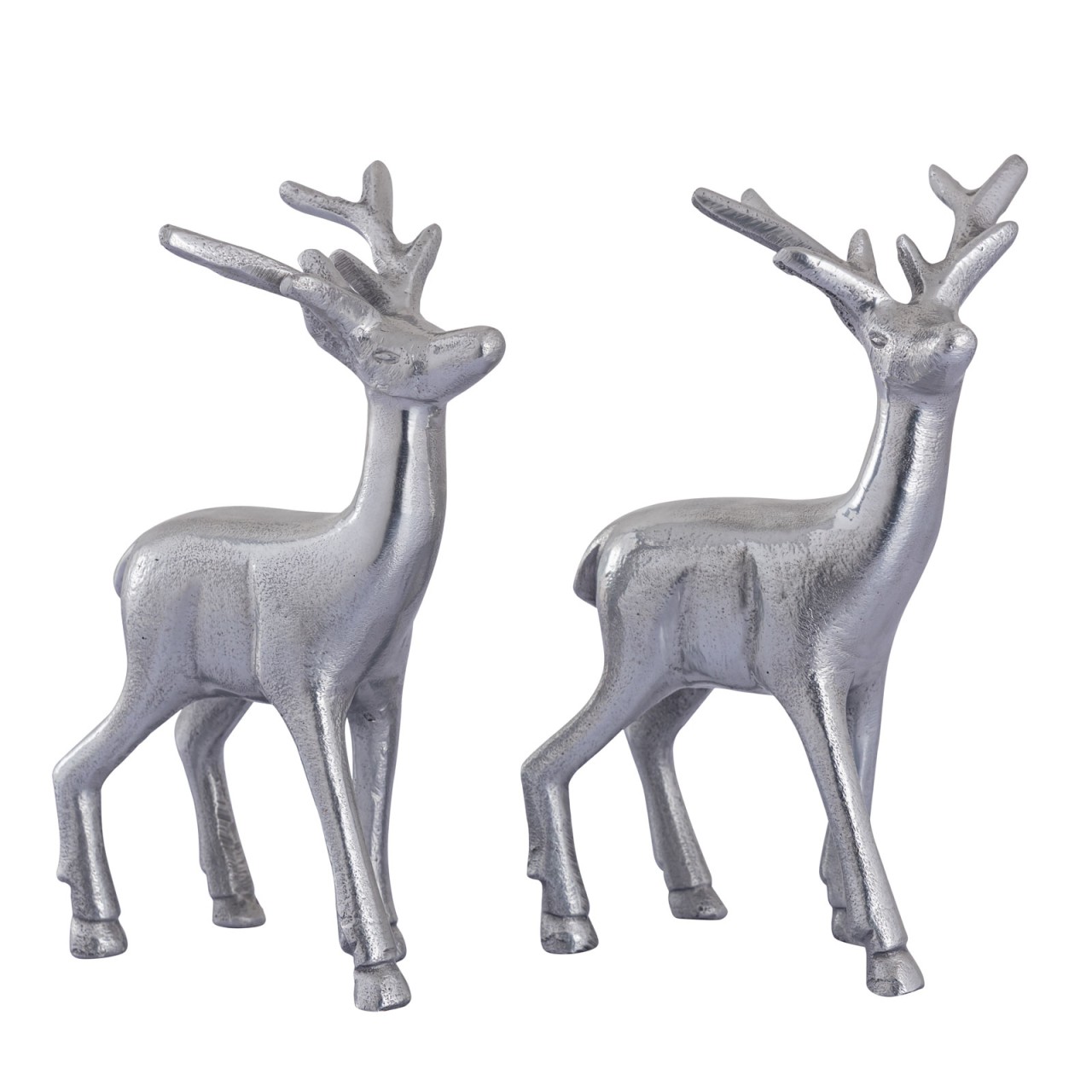Deko Figur Hirsch 2er Set Tischdekoration Tierfigur Metall Weihnachtsdeko silber o. gold Aluminium Deko Figur Hirsch 2er Set Tischdekoration Tierfigur Metall Weihnachtsdeko silber o. gold Aluminium