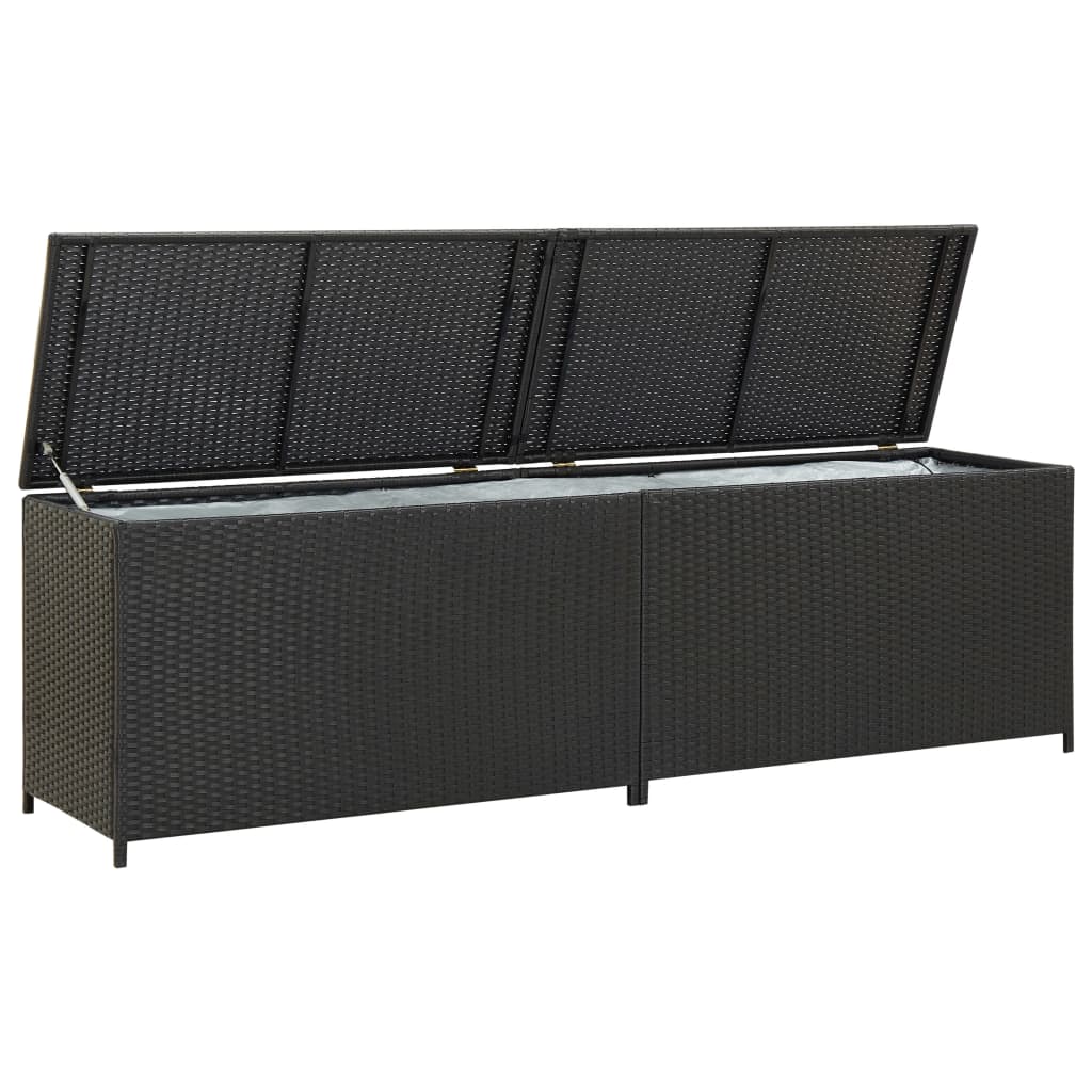 Kissenbox Auflagenbox Polyrattan Schwarz 200x50x60cm Sitzauflage Garten