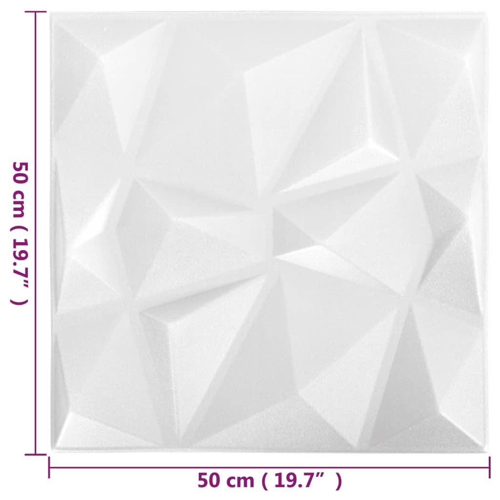 3D-Wandpaneele XPS-Hartschaum Diamantweiß 50x50 cm 48 Stück 12 m² DIY leicht reinigen