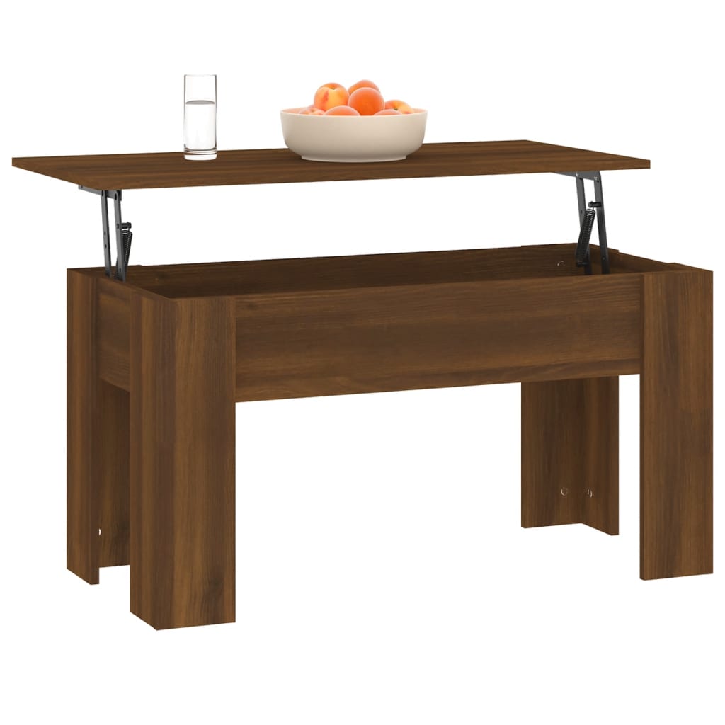 Couchtisch Eichenoptik Höhenverstellbar 101x49x52 cm mit Stauraum