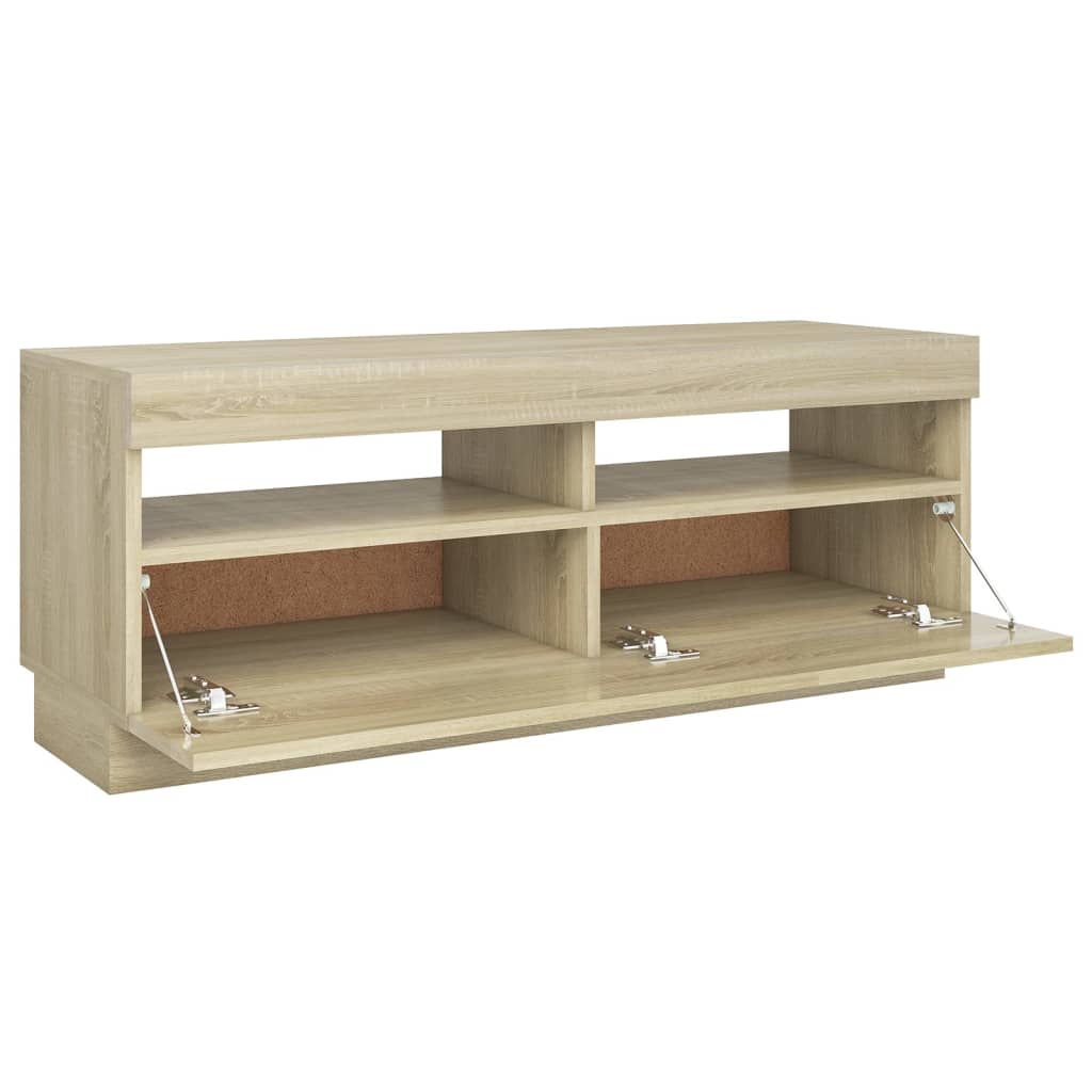 TV Schrank Sonoma Eiche 100x35x40 cm LED Beleuchtung Holz Modern